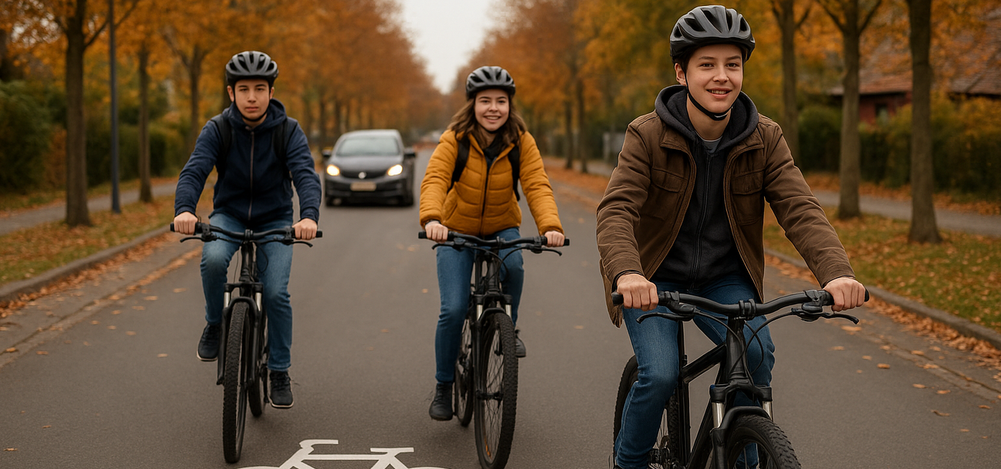 Symbolbild: Jugendliche auf einer Fahrradstraße Symbolbild: Jugendliche auf einer Fahrradstraße