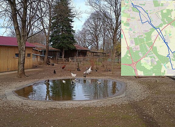 Teich im Umweltgarten Umweltgarten mit Teich und Karte